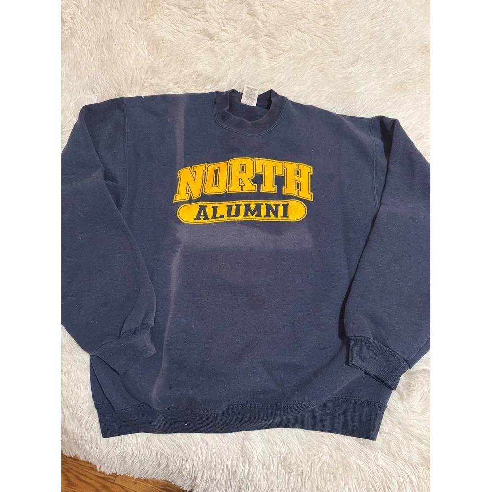 Jerzees Super Sweats North Alumni Viking Navy Blue Crewneck Sweatshirt Medium
